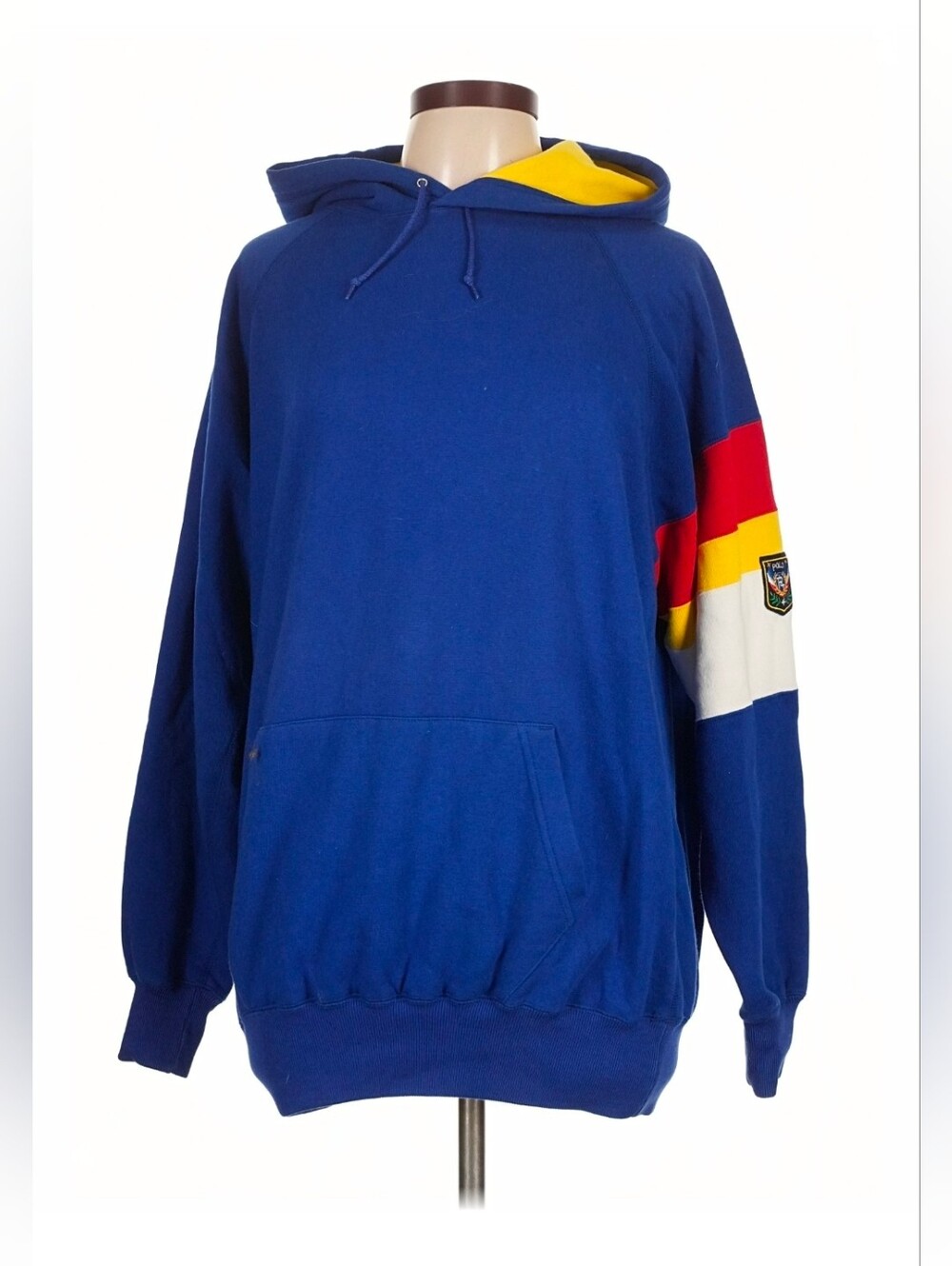 Vintage Polo Ralph Lauren Hoodie Embroidery Uni Crest Mens L Stadium 92 PRL Blue